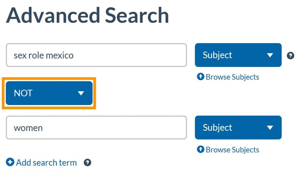 Search example: sex role, Mexico NOT women